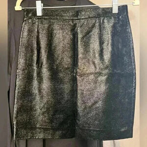 Escada Couture Black Metallic Wool Silk Pencil Skirt Size 34 XS Germany Holiday